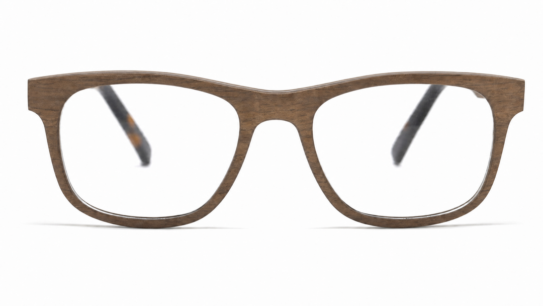 Gretna wood eyeglasses in Brown Oak with lightweight oval butterfly frame