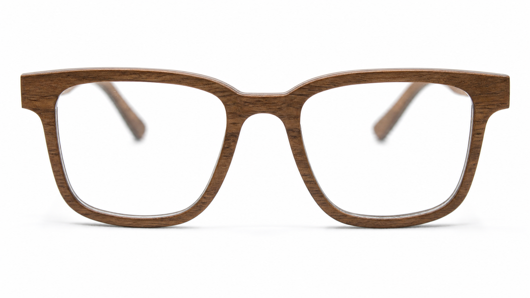 McKenzie angular wood eyeglasses in Brown Oak